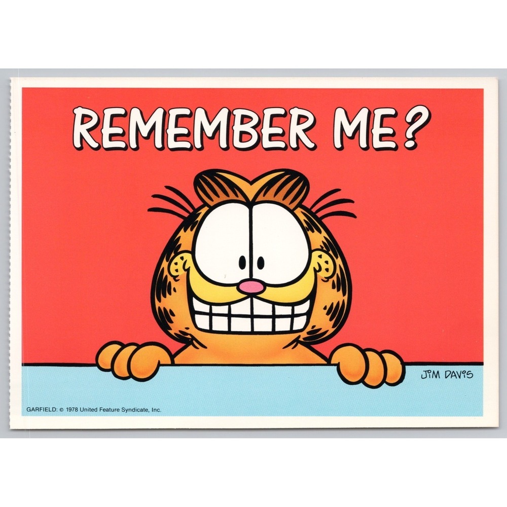 Vintage Garfield the Cat Postcard Jim Davis 1978 Remember Me Ballantine Books B1